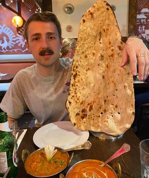 We always get the family garlic Naan  at Sanskruti Restaurant in Liverpool