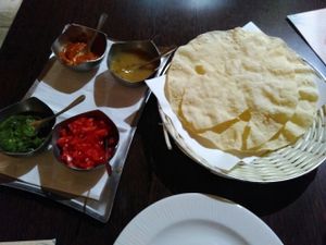 Poppadoms at Sanskruti Restaurant in Liverpool