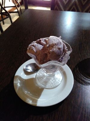 Blueberry vegan ice cream at Sanskruti Restaurant in Liverpool