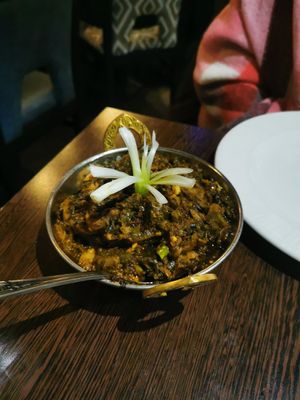Mushroom palak at Sanskruti Restaurant in Liverpool