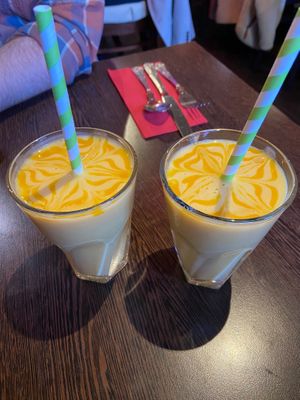 Vegan mango lassis ❤️ at Sanskruti Restaurant in Liverpool