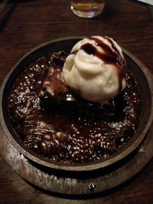 Brownie in bubbling chocolate lava! at Sanskruti Restaurant in Liverpool