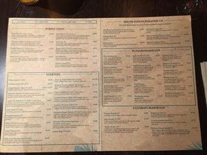 Menu Aug 2018 at Sanskruti Restaurant in Liverpool