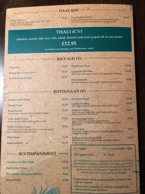 Menu Aug 2018 at Sanskruti Restaurant in Liverpool