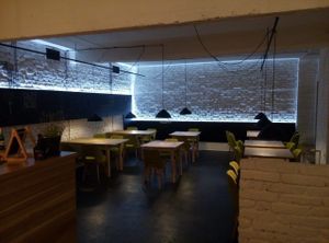 cool interior with LED lights at Incruenti in Prague