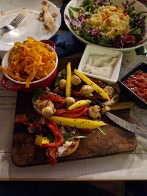 Mushroom bruscetta and Sweet potato Fries   at Balde Food & Bar in Biograd Na Moru