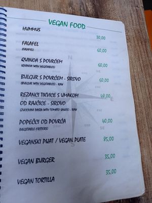 Menu at Balde Food & Bar in Biograd Na Moru