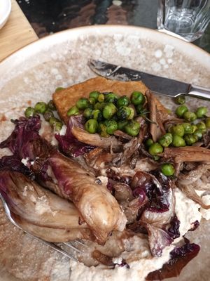 Polenta with radicchio and oyster mushrooms at BROEI in Utrecht