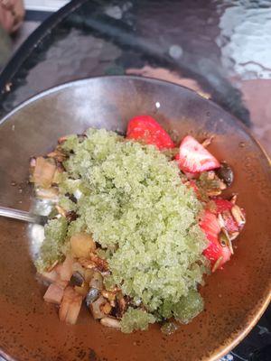 Basil granita with crunchy seeds at BROEI in Utrecht