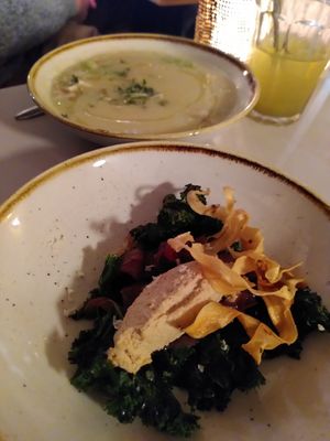 Round 2 - Kale dish and Jerusalem artichoke soup at BROEI in Utrecht