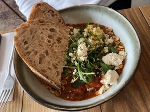 Shakshuka: very tasty with well-balanced protein sources. at BROEI in Utrecht