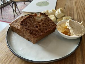 Banana bread with ginger chutney and vegan butter: even better than before!  at BROEI in Utrecht
