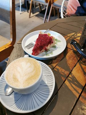 Cheesecake (decent but not the best) and coffee at BROEI in Utrecht