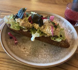 Tuna salad (excellent) and red fruit smoothie (quite good)  at BROEI in Utrecht