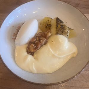 Dessert: grilled pineapple, coconut ice cream   at BROEI in Utrecht