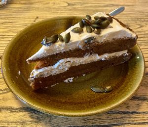 Carrot cake: decent, but a bit too firm and unsweet for my taste  at BROEI in Utrecht