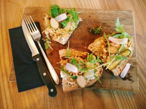 Delicious vegan jackfruit sandwish at BROEI in Utrecht