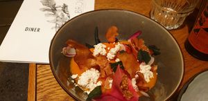 Pumpkin with vegan feta at BROEI in Utrecht