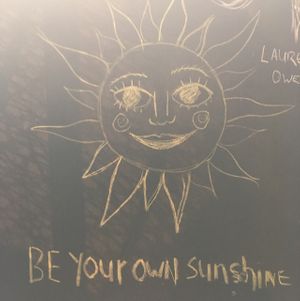 customer chalkboard wall  at Cuppa Tea in Richmond