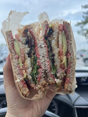 A-BLT made with mushroom bacon!!!😍  at Juniper Kitchen in Dover