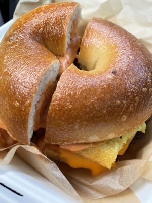 The sunny on a bagel  at Juniper Kitchen in Dover