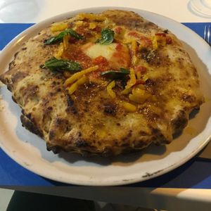 Stuffed vegan pizza roll at Da Nicole al Lungomare in Agropoli
