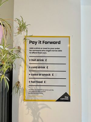 The Canvas Pay it Forward board - aiding daily acts of kindness at The Canvas: Shoreditch in East London