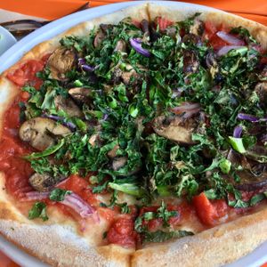 Crimini Kale pizza (vegan friendly) at Modern Market in Dallas