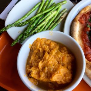 Rosemary Sweet Potato Mash and Lemon Garlic Asparagus at Modern Market in Dallas