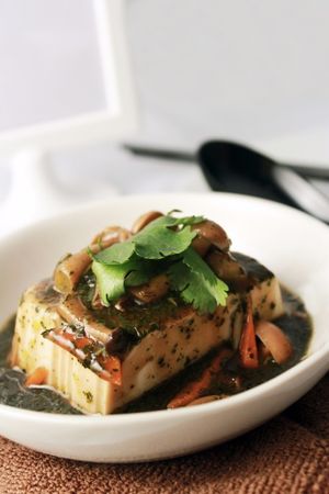 Self made tofu. Suitable for vegans at VLite Cafe in Puchong