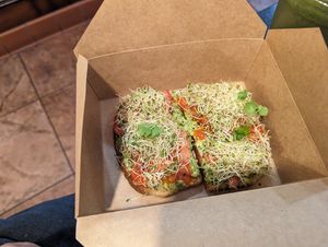 Avocado toast to go at Eat Real Cafe in Santa Clarita