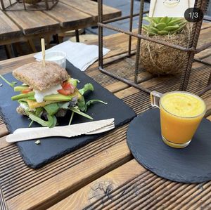 Chick cheese sandwich and ginger shot  at #RAW VEGAN FIRENZE in Florence