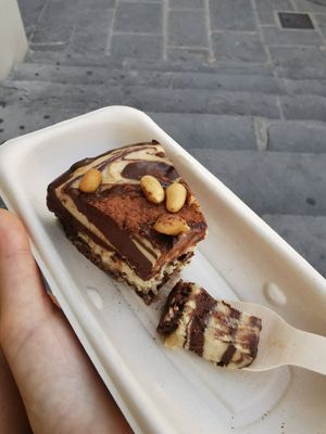 Peanut chocolate cake 5 Euro at #RAW VEGAN FIRENZE in Florence