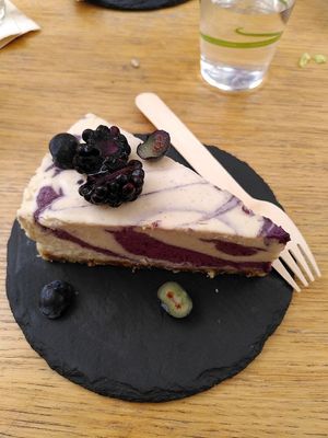 Wild berries "cheese"cake, amazing, huge portino, 5€ at #RAW VEGAN FIRENZE in Florence