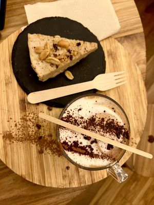 cappuccino and peanut butter cheesecake  at #RAW VEGAN FIRENZE in Florence