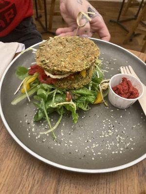 Lentil burger   at #RAW VEGAN FIRENZE in Florence
