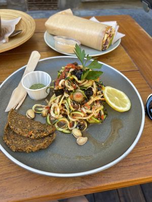 Raw Pasta and a Raw Wrap  at #RAW VEGAN FIRENZE in Florence