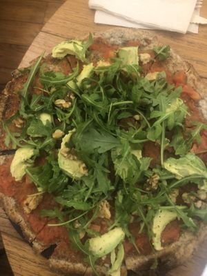 Pizza Fresca. Delicious vegan, gluten free pizza with almond cheese made in house. Loved it!   at #RAW VEGAN FIRENZE in Florence