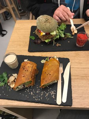 Wrap and burger  at #RAW VEGAN FIRENZE in Florence