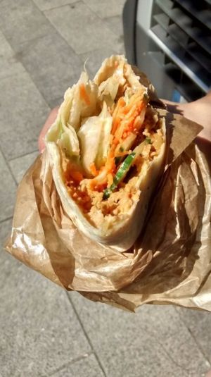 Seitan wrap inside at Paulette in the Truck in Issy-les-moulineaux