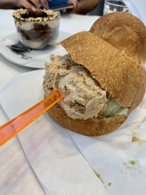 Brioche with gelato at Bar Dolcezza in Catania