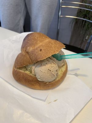 Vegan brioche con gelato  at Bar Dolcezza in Catania