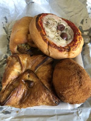 Arancini, pizza, etc  at Bar Dolcezza in Catania