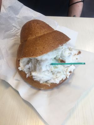 Brioche with ice cream   at Bar Dolcezza in Catania