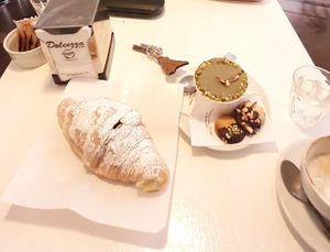 Chocolate Cornetto and the perfect pistachio desert! at Bar Dolcezza in Catania