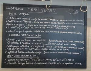 The vegan lunch menu at Bar Dolcezza in Catania