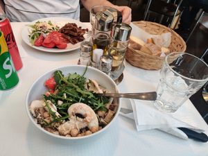 Salad B at the bottom and vegan kebab at the top at Bar Dolcezza in Catania