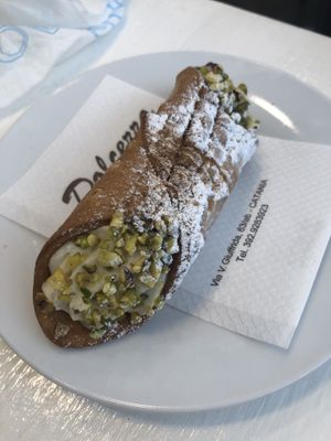 Vegan cannolo! So delicious !  at Bar Dolcezza in Catania