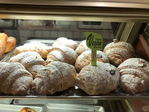 Vegan chocolate and vanilla creme filled crossiants at Bar Dolcezza in Catania