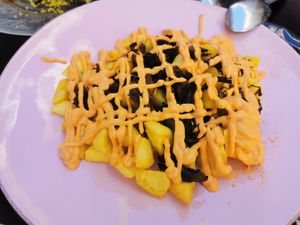 Patatas bravas con setas at La Veganesa in Cadiz